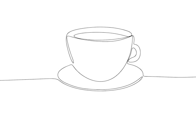 Taza de té Una taza continua de espresso aislada sobre fondo blanco Esquema de arte lineal