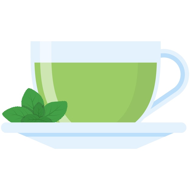 El icono de taza de té verde sobre un fondo blanco Imagen Vector