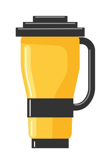Taza termo con maqueta de mango aislado sobre fondo blanco.
