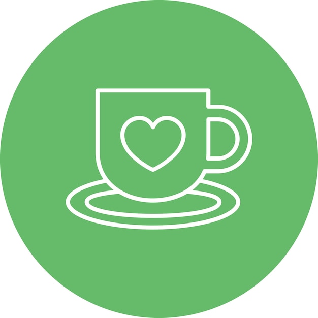 una taza verde con un corazón en ella