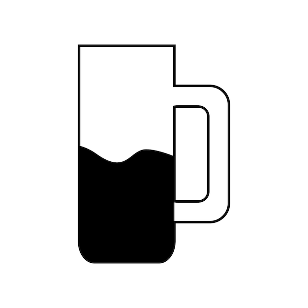 una taza de vidrio con un borde negro y un fondo blanco
