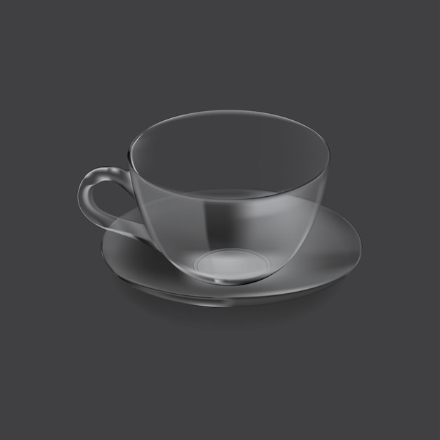 Vector taza de vidrio transparente en blanco aislado en blanco ilustración vectorial