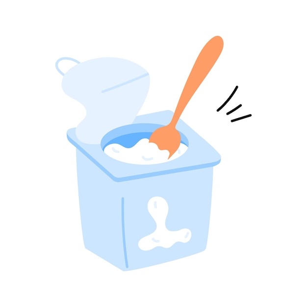 Taza de yogur con diseño vectorial de cuchara genial para el desayuno