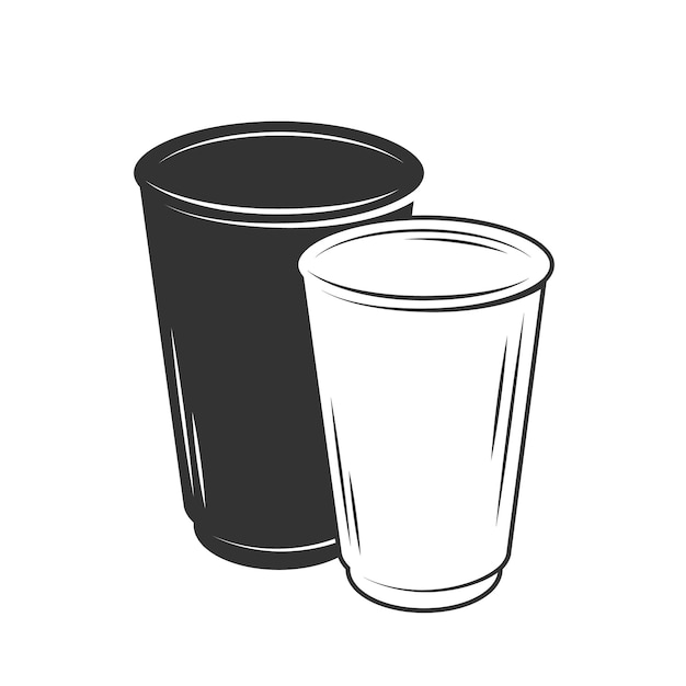 Tazas de café aisladas sobre fondo blanco. concepto de café para llevar. ilustración vectorial