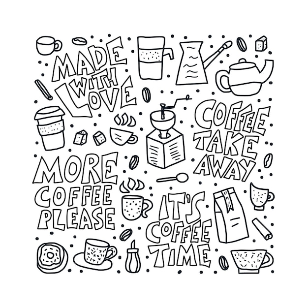 Tazas de café con citas Ilustración vectorial