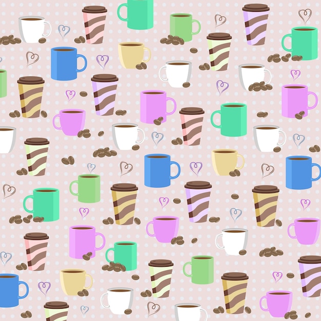 Vector tazas de café con ilustración vectorial premium de patrones de café