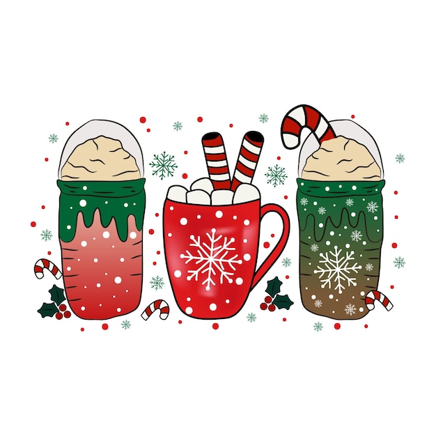 Tazas De Café Navideñas PNG