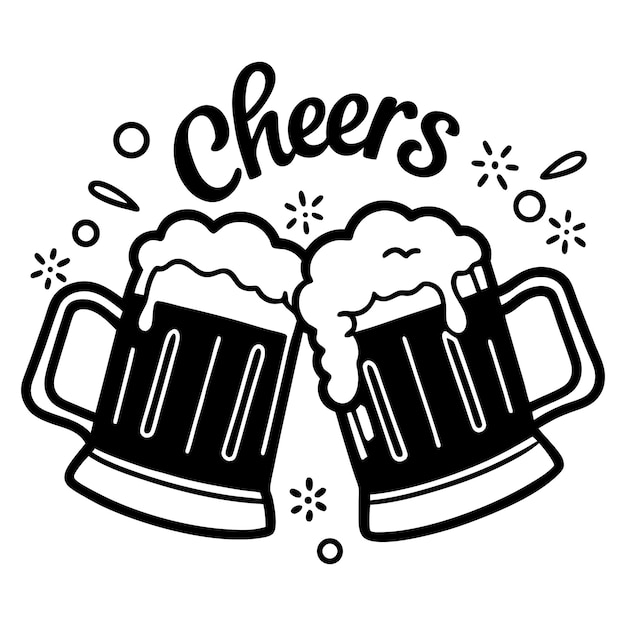 Las tazas de cerveza de Cheers sonando el gráfico de la celebración del pub vintage
