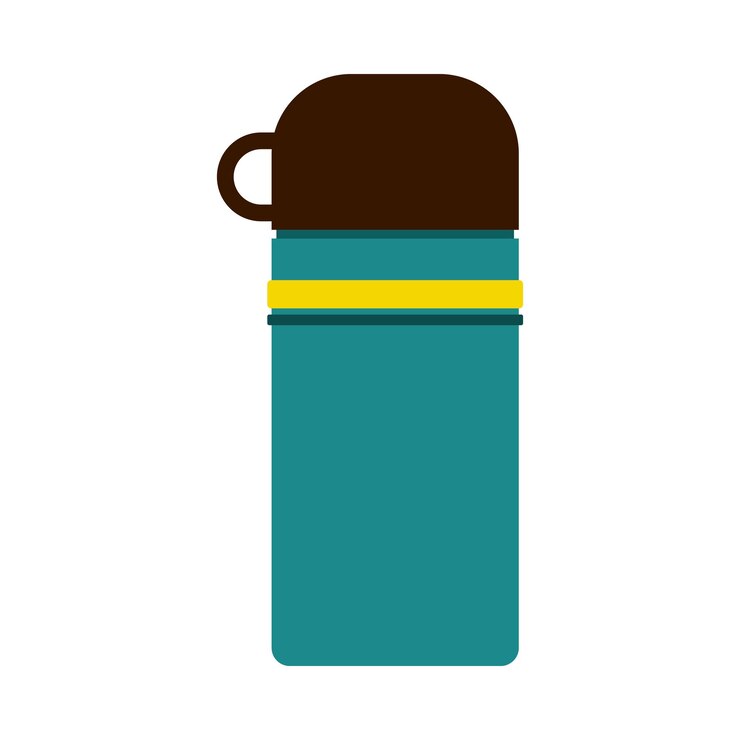 Vector las tazas térmicas de estilo plano ilustración de estilo de icono de vector de frasco térmico plano
