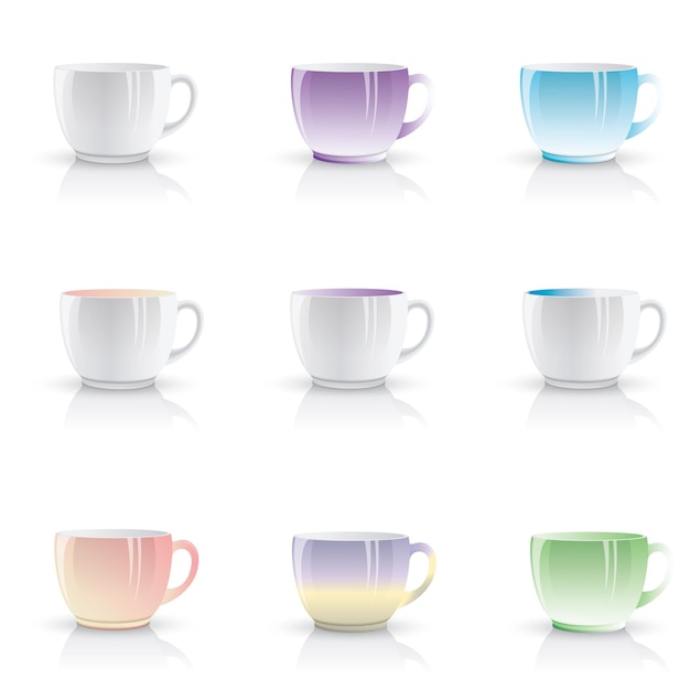 Tazas vectoriales gratis de diferentes colores.