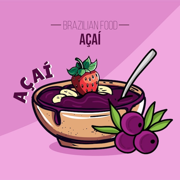 Tazón de Acai con frutas comida brasileña