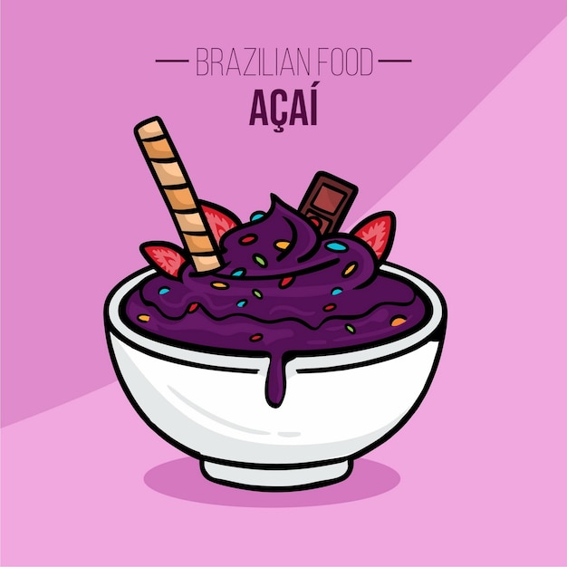 Tazón de Acai con frutas comida brasileña