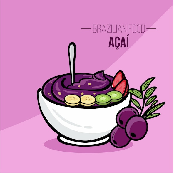 Tazón de Acai con frutas comida brasileña