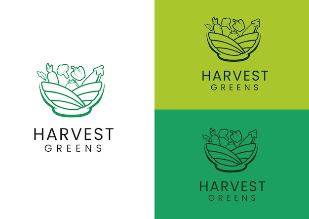 tazón de contorno con logotipo de campo y verduras