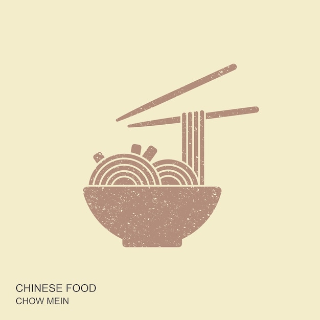 Un tazón de fideos de chow mein con palillos para comer