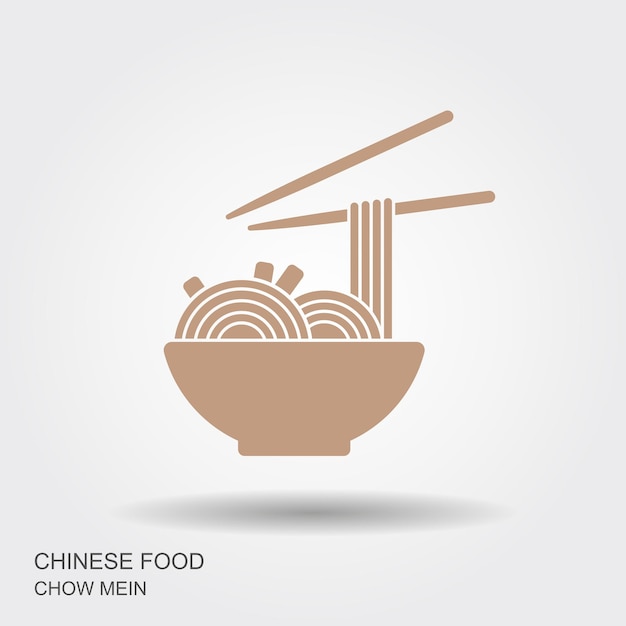 Un tazón de fideos de chow mein con palillos para comer