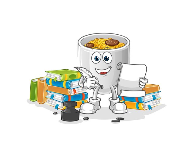 Tazón de fideos escritor vector de dibujos animados characterxA