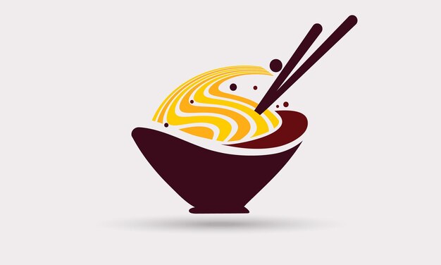 Tazón de fideos en estilo de diseño plano, ilustración de logotipo de fideos