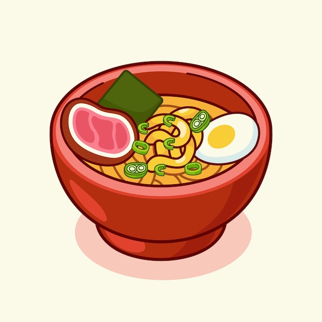 Tazón de fideos ramen vector de comida asiática