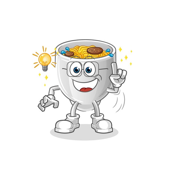 Tazón de fideos tiene una idea mascota de dibujos animados vectorxA
