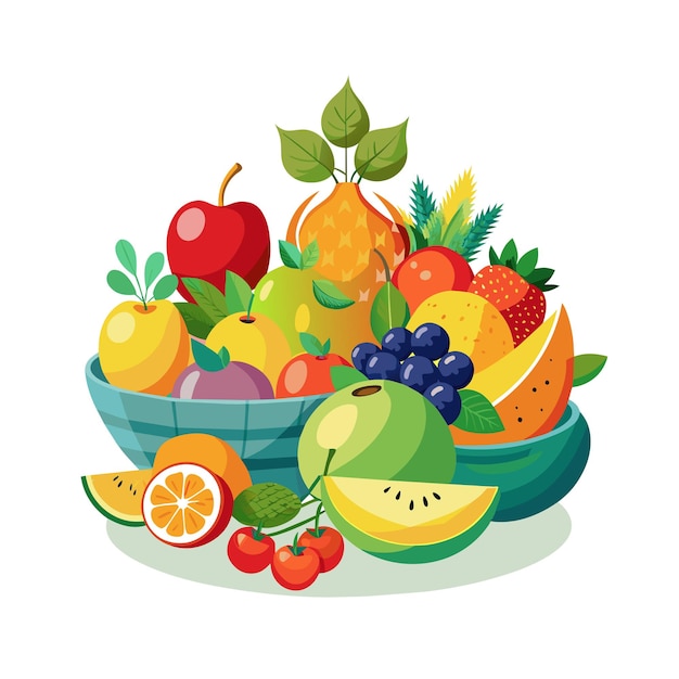 un tazón de fruta con un tazó de fruta que dice fruta