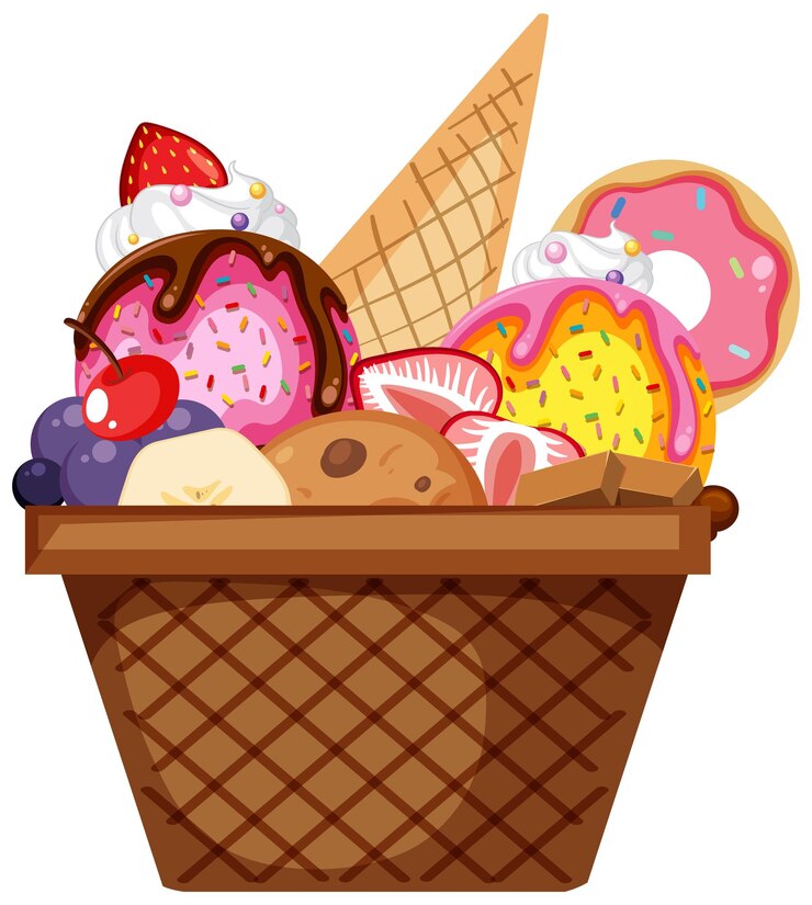 Un tazón de galletas de helado con ingredientes