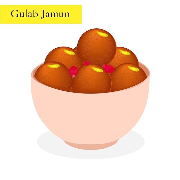 Vector un tazón de gulab jamun ilustración vectorial