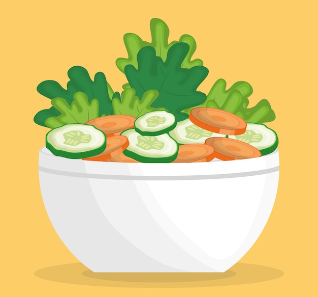 Vector tazón con el icono de ensalada de verduras