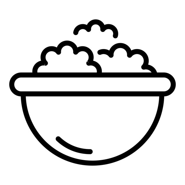 Tazón con icono de galletas Tazón de contorno con icono de vector de galletas para diseño web aislado sobre fondo blanco