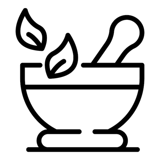 Tazón para moler icono de hierbas Tazón de contorno para moler hierbas icono vectoriales para diseño web aislado sobre fondo blanco