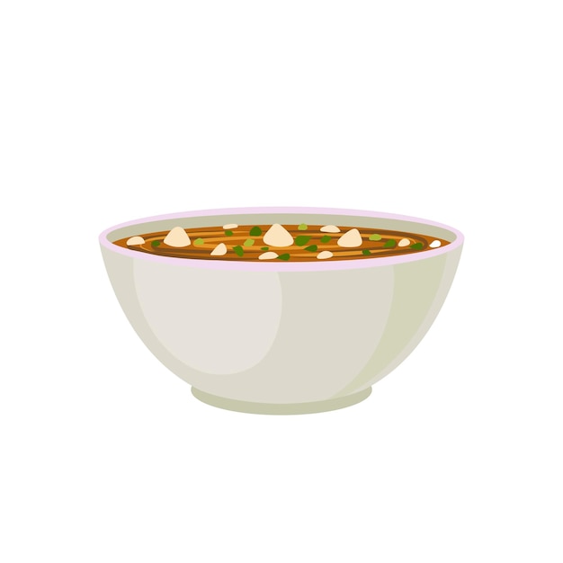 Tazón vectorial de sopa de miso icono de sopa de cocina tradicional japonesa aislado sobre fondo blanco