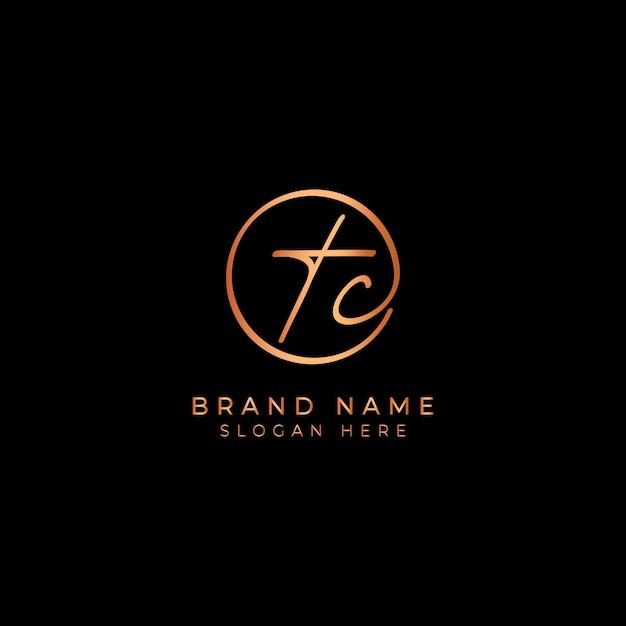 TC Logotipo de la firma con la letra inicial Alfabeto TC de forma redonda