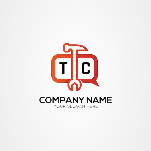 TC o CT Carta creativa Logo creativo con servicios Icono o logotipo de chat Ilustración vectorial aislada