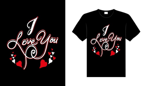 Te amo diseño de vector de letras de tipografía de camiseta de San Valentín