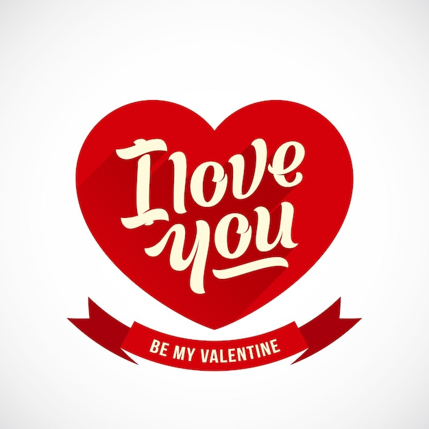 Te Amo Letras Tarjeta De Felicitación Con Corazón De Estilo Plano. Aislado