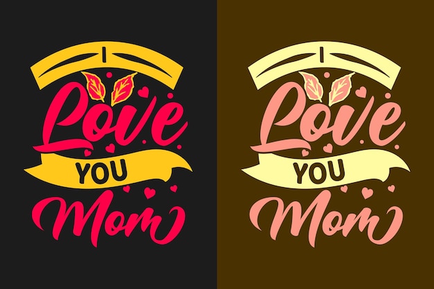 Vector te amo mamá tipografía diseño de letras coloridas