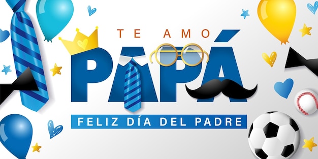 Vector te amo papa feliz dia del padre traducción de tipografía española te amo papá feliz día del padre