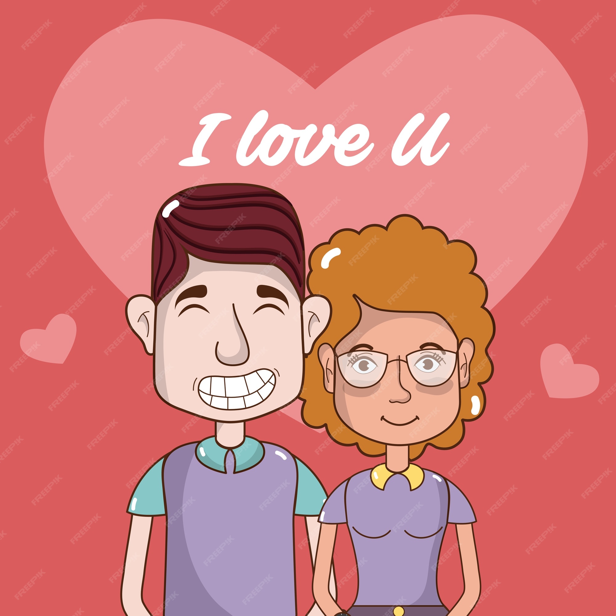 Te amo tarjeta con caricaturas lindas y divertidas para parejas | Vector Premium Te amo tarjeta con caricaturas lindas y divertidas para parejas | Vector Premium