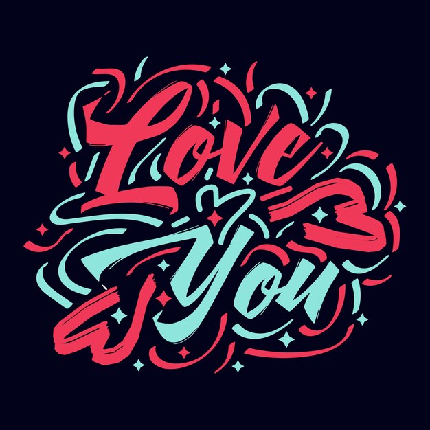 Te amo tipografía cita motivacional diseño