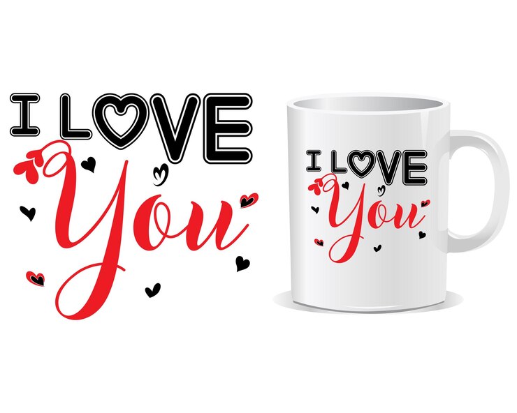 Te amo vector de diseño de taza de cita de día de san valentín