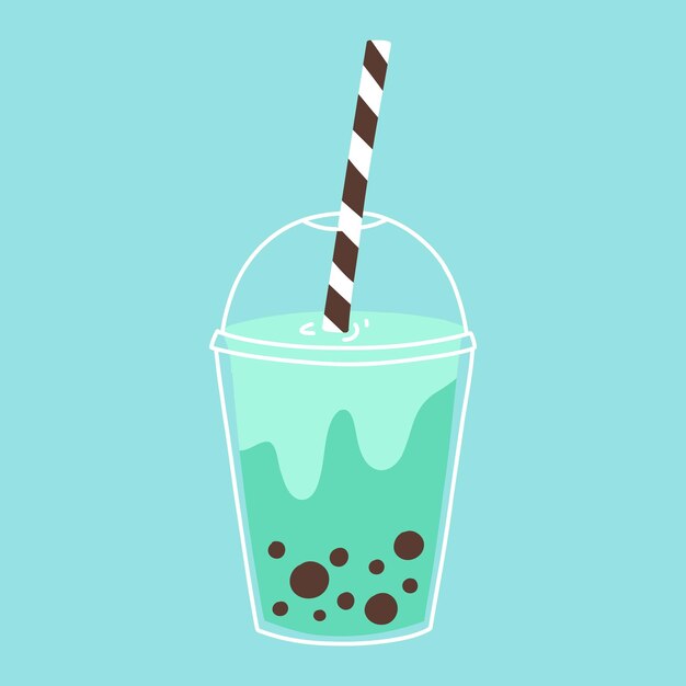 Te de burbujas dibujado a mano aislado Smoothies té de burbujas café de burbujas Ilustración vectorial