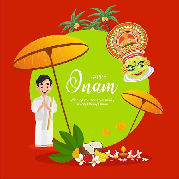 Te deseo una plantilla de diseño de banner del festival indio happy onam
