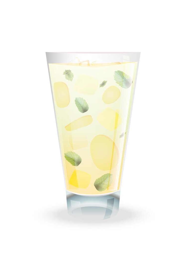 Vector té helado de jengibre con mintin un vaso transparente aislado en un vector de fondo blanco
