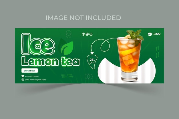 Vector te helado con limón diseño de portada de facebook
