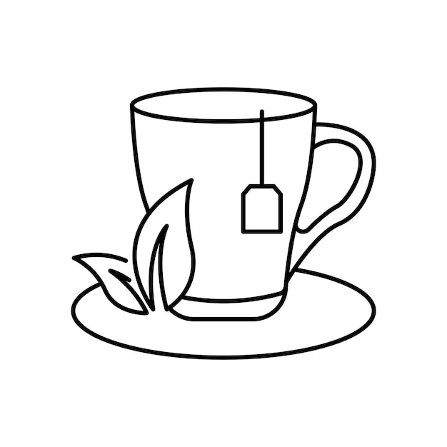 Té de hierbas en diseño de línea Infusión de bienestar natural orgánica Relajación de la salud en el vector de fondo blanco Té de herbas icono de trazo editable