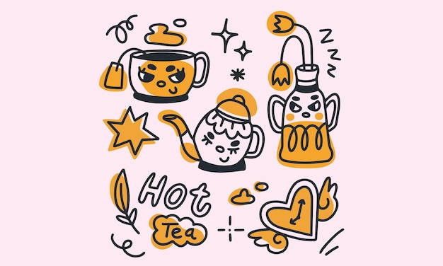 Té icono vector ilustración dibujado mano