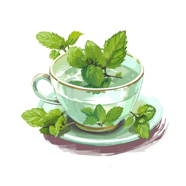 Té ilustración de dibujos animados concepto de comida y bebida aislado