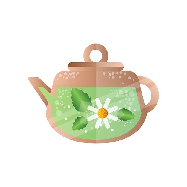 Té de manzanilla en la tetera elemento de diseño del spa vector Ilustración aislada en un fondo blanco