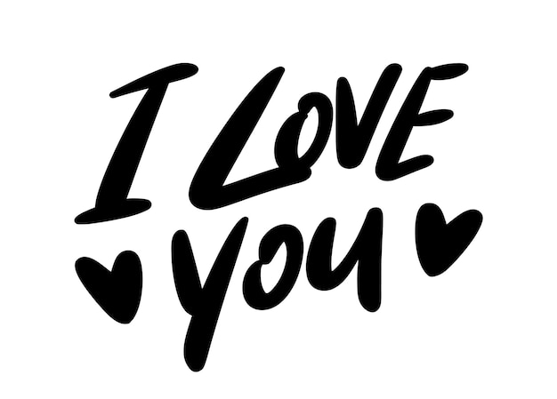 Te quiero dibujo a mano diseño de letras románticas texto de caligrafía moderna escrita a mano
