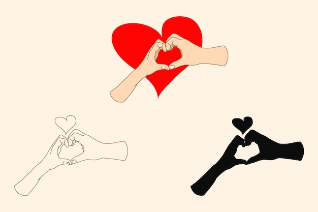 Te quiero expresiones de signos de corazón usando gestos de manos formas de corazón con ambas manos